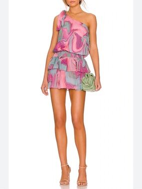 Amanda Uprichard McKinley One-Shoulder Ruffle Mini Dress